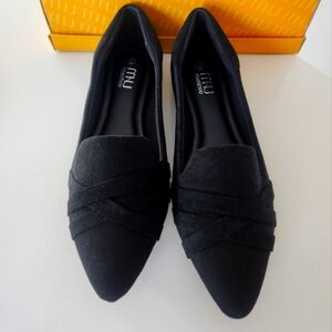 NWT Black Suede Flats with Wrapped Detail
